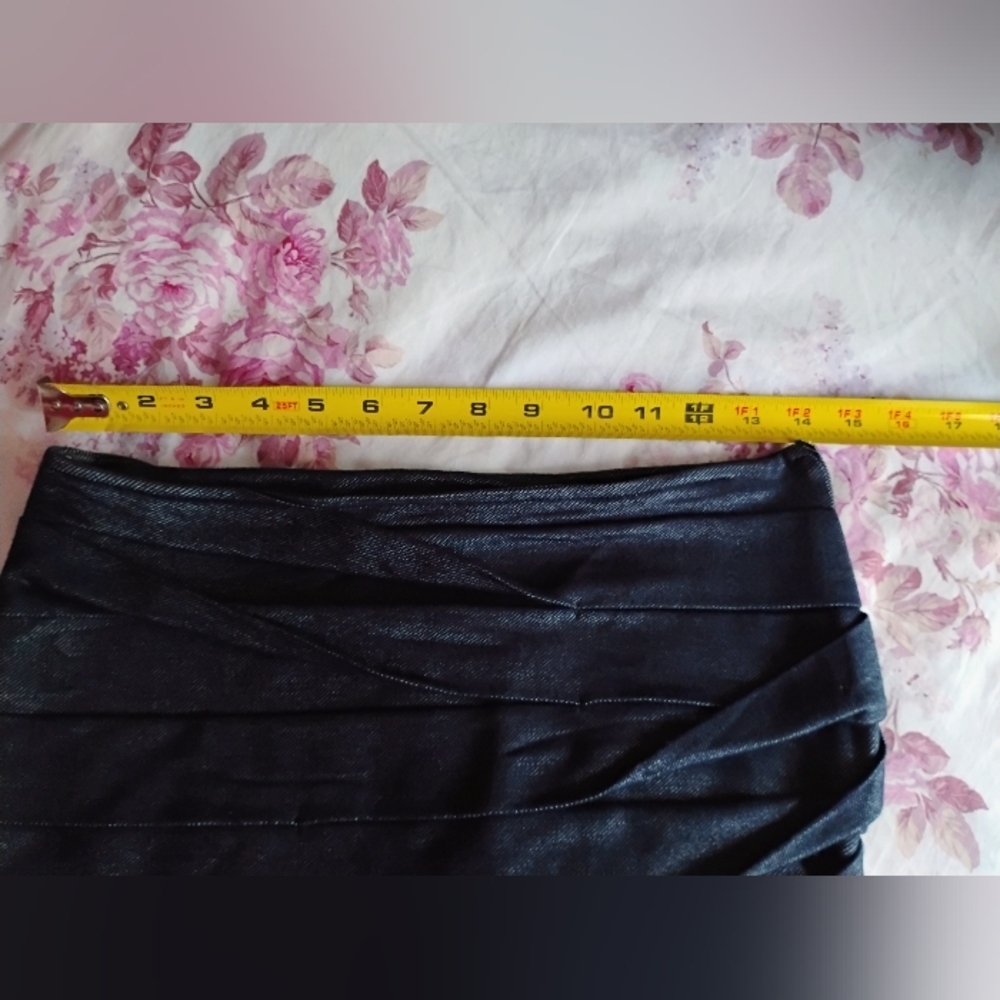VINTAGE Y2K 'Grass Collection' Dark Denim Blue Pleated Layered Mini Skirt Size 0